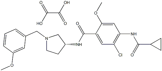 (R)-5-chloro-4-cyclopropylcarbonylamino-2-methoxy-N-(1-(3-methoxybenzyl)-3-pyrrolidinyl)benzamide monooxalate 结构式