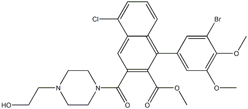 1-(3-bromo-4,5-dimethoxyphenyl)-5-chloro-3-(4-(2-hydroxyethyl)-1-piperazinylcarbonyl)-2-(methoxycarbonyl)naphthalene Structure