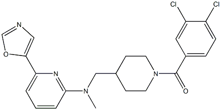 (3,4-dichlorophenyl)(4-((6-oxazol-5-ylpyridin-2-ylmethylamino)methyl)piperidin-1-yl)methanone 结构式