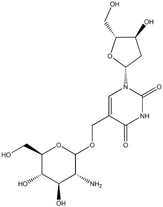 5-(2-amino-2-deoxyglucopyranosyloxymethyl)-2'-deoxyuridine Struktur