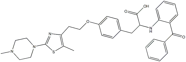 2-((2-benzoylphenyl)amino)-3--(4--(2-(5-methyl-2-(4-methylpiperazin-1-yl)thiazol-4-yl)ethoxy)phenyl)propionic acid,,结构式