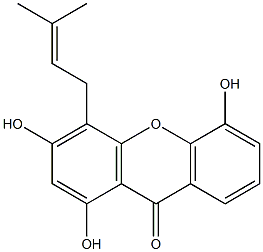 1,3,5-trihydroxy-4-(3-methylbut-2-enyl)xanthen-9-one Structure