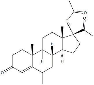 17-acetoxy-9-fluoro-6-methylprogesterone Structure