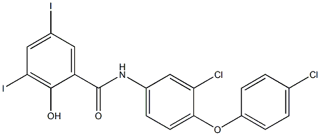 3'-CHLORO-4'-(4-CHLORPHENOXY)-3,5-DI-IODOSALICYLANILIDE,,结构式