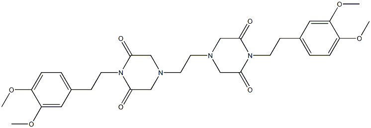 1-[2-(3,4-dimethoxyphenyl)ethyl]-4-[2-[4-[2-(3,4-dimethoxyphenyl)ethyl]-3,5-dioxo-piperazin-1-yl]ethyl]piperazine-2,6-dione 化学構造式