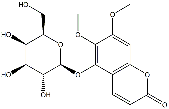 6,7-dimethoxy-5-[(2S,3R,4S,5R,6R)-3,4,5-trihydroxy-6-(hydroxymethyl)oxan-2-yl]oxy-chromen-2-one Struktur
