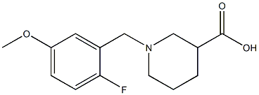1-(2-fluoro-5-methoxybenzyl)piperidine-3-carboxylic acid 化学構造式