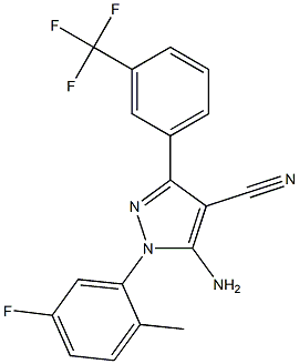 5-amino-1-(5-fluoro-2-methylphenyl)-3-[3-(trifluoromethyl)phenyl]-1H-pyrazole-4-carbonitrile,,结构式