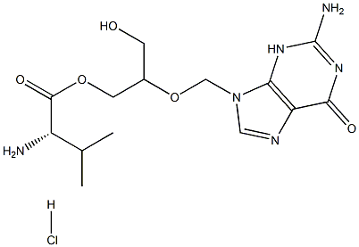 [2-[(2-amino-6-oxo-3H-purin-9-yl)methoxy]-3-hydroxy-propyl] (2S)-2-amino-3-methyl-butanoate hydrochloride,,结构式