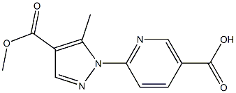 6-(4-Methoxycarbonyl-5-methyl-pyrazol-1-yl)-nicotinic	acid Struktur