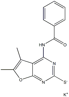 POTASSIUM 4-(BENZOYLAMINO)-5,6-DIMETHYLFURO[2,3-D]PYRIMIDINE-2-THIOLATE,,结构式