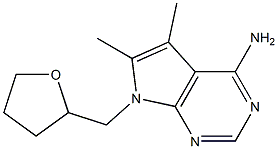 5,6-DIMETHYL-7-(TETRAHYDROFURAN-2-YLMETHYL)-7H-PYRROLO[2,3-D]PYRIMIDIN-4-AMINE Struktur