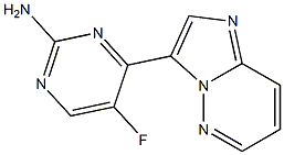 5-fluoro-4-(imidazo[1,2-b]pyridazin-3-yl)pyrimidin-2-amine 化学構造式