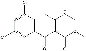 METHYL 2-(2,6-DICHLOROPYRIDIN-4-OYL)-3-METHYLAMINO-2-BUTENOATE 化学構造式