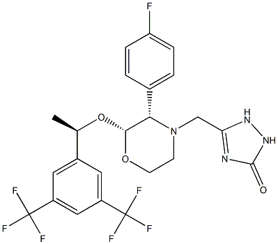 5-[[(2R,3S)-2-[(1R)-1-[3,5-bis(trifluoromethyl)phenyl]ethoxy]-3-(4-fluorophenyl)morpholin-4-yl]methyl]-1,2-dihydro-1,2,4-triazol-3-one 结构式