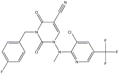 1-[[3-chloro-5-(trifluoromethyl)-2-pyridinyl](methyl)amino]-3-(4-fluorobenzyl)-2,4-dioxo-1,2,3,4-tetrahydro-5-pyrimidinecarbonitrile,,结构式