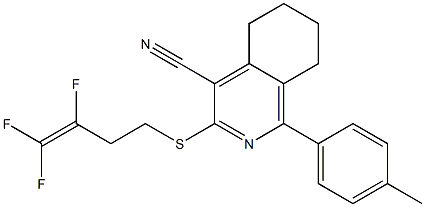 1-(4-methylphenyl)-3-[(3,4,4-trifluoro-3-butenyl)sulfanyl]-5,6,7,8-tetrahydro-4-isoquinolinecarbonitrile 结构式