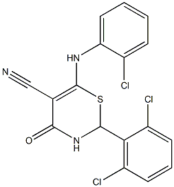 6-(2-chloroanilino)-2-(2,6-dichlorophenyl)-4-oxo-3,4-dihydro-2H-1,3-thiazine-5-carbonitrile