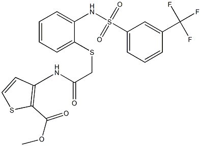 methyl 3-[(2-{[2-({[3-(trifluoromethyl)phenyl]sulfonyl}amino)phenyl]sulfanyl}acetyl)amino]-2-thiophenecarboxylate Structure