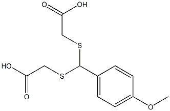 2-{[[(carboxymethyl)thio](4-methoxyphenyl)methyl]thio}acetic acid Struktur