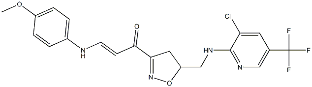 1-[5-({[3-chloro-5-(trifluoromethyl)-2-pyridinyl]amino}methyl)-4,5-dihydro-3-isoxazolyl]-3-(4-methoxyanilino)-2-propen-1-one,,结构式