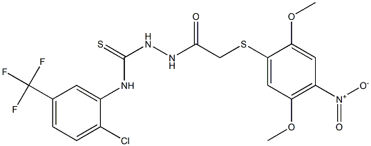 N1-[2-chloro-5-(trifluoromethyl)phenyl]-2-{2-[(2,5-dimethoxy-4-nitrophenyl)thio]acetyl}hydrazine-1-carbothioamide Struktur