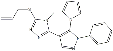 allyl 4-methyl-5-[1-phenyl-5-(1H-pyrrol-1-yl)-1H-pyrazol-4-yl]-4H-1,2,4-triazol-3-yl sulfide 化学構造式