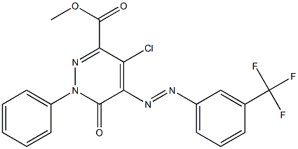 methyl 4-chloro-6-oxo-1-phenyl-5-{2-[3-(trifluoromethyl)phenyl]diazenyl}-1,6-dihydro-3-pyridazinecarboxylate,,结构式