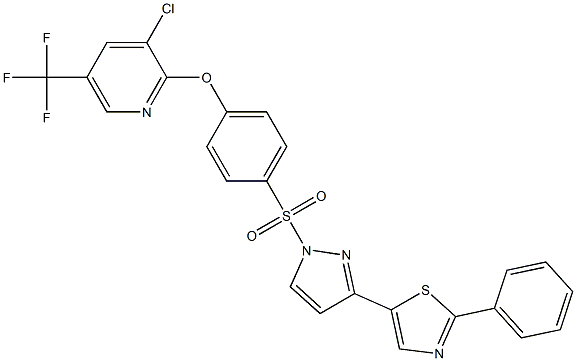 3-chloro-5-(trifluoromethyl)-2-pyridinyl 4-{[3-(2-phenyl-1,3-thiazol-5-yl)-1H-pyrazol-1-yl]sulfonyl}phenyl ether|