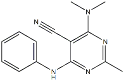 4-anilino-6-(dimethylamino)-2-methylpyrimidine-5-carbonitrile Structure