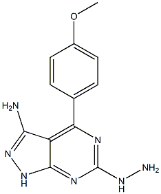 6-hydrazino-4-(4-methoxyphenyl)-1H-pyrazolo[3,4-d]pyrimidin-3-amine,,结构式