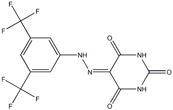 5-{2-[3,5-di(trifluoromethyl)phenyl]hydrazono}hexahydropyrimidine-2,4,6-tri one Struktur