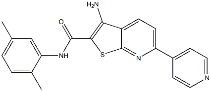 3-amino-N-(2,5-dimethylphenyl)-6-(4-pyridinyl)thieno[2,3-b]pyridine-2-carboxamide 结构式