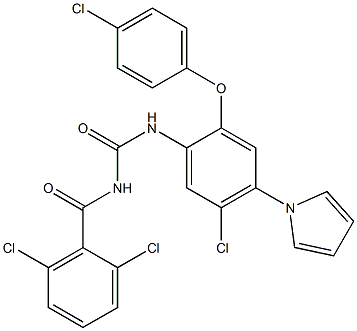 N-[5-chloro-2-(4-chlorophenoxy)-4-(1H-pyrrol-1-yl)phenyl]-N'-(2,6-dichlorobenzoyl)urea Struktur