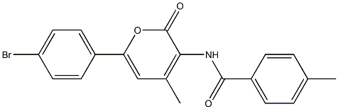 N-[6-(4-bromophenyl)-4-methyl-2-oxo-2H-pyran-3-yl]-4-methylbenzenecarboxamide Structure