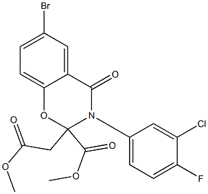methyl 6-bromo-3-(3-chloro-4-fluorophenyl)-2-(2-methoxy-2-oxoethyl)-4-oxo-3,4-dihydro-2H-1,3-benzoxazine-2-carboxylate 结构式