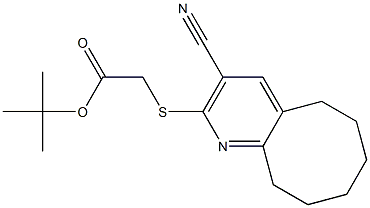 tert-butyl 2-[(3-cyano-5,6,7,8,9,10-hexahydrocycloocta[b]pyridin-2-yl)sulfanyl]acetate,,结构式