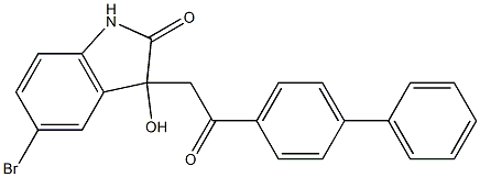 3-(2-[1,1'-biphenyl]-4-yl-2-oxoethyl)-5-bromo-3-hydroxy-1,3-dihydro-2H-indol-2-one 化学構造式