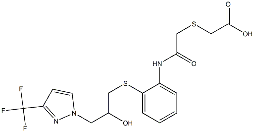 2-({2-[2-({2-hydroxy-3-[3-(trifluoromethyl)-1H-pyrazol-1-yl]propyl}thio)anilino]-2-oxoethyl}thio)acetic acid Structure