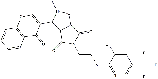 5-(2-{[3-chloro-5-(trifluoromethyl)-2-pyridinyl]amino}ethyl)-2-methyl-3-(4-oxo-4H-chromen-3-yl)dihydro-2H-pyrrolo[3,4-d]isoxazole-4,6(3H,5H)-dione Struktur