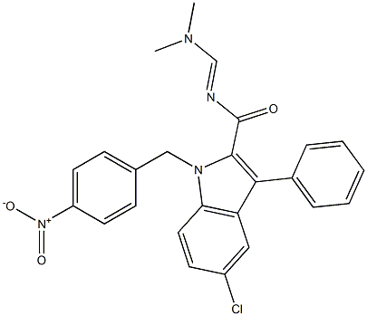 5-chloro-N-[(E)-(dimethylamino)methylidene]-1-(4-nitrobenzyl)-3-phenyl-1H-indole-2-carboxamide 结构式