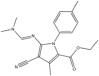 ethyl 4-cyano-5-{[(dimethylamino)methylidene]amino}-3-methyl-1-(4-methylphenyl)-1H-pyrrole-2-carboxylate Struktur
