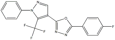 2-(4-fluorophenyl)-5-[1-phenyl-5-(trifluoromethyl)-1H-pyrazol-4-yl]-1,3,4-oxadiazole,,结构式