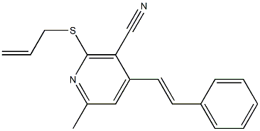 2-(allylsulfanyl)-6-methyl-4-styrylnicotinonitrile Struktur