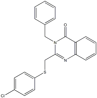 3-benzyl-2-{[(4-chlorophenyl)sulfanyl]methyl}-4(3H)-quinazolinone 结构式