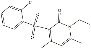 3-[(2-chlorophenyl)sulfonyl]-1-ethyl-4,6-dimethyl-2(1H)-pyridinone,,结构式