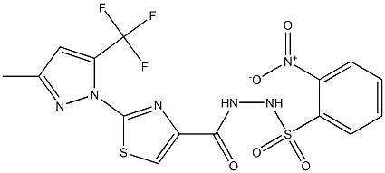 N'-({2-[3-methyl-5-(trifluoromethyl)-1H-pyrazol-1-yl]-1,3-thiazol-4-yl}carbonyl)-2-nitrobenzenesulfonohydrazide,,结构式