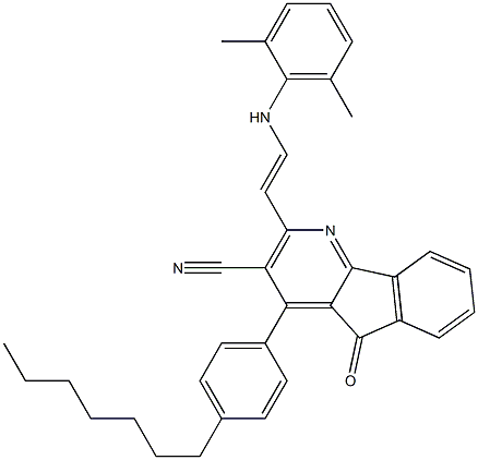 2-[(E)-2-(2,6-dimethylanilino)ethenyl]-4-(4-heptylphenyl)-5-oxo-5H-indeno[1,2-b]pyridine-3-carbonitrile Structure