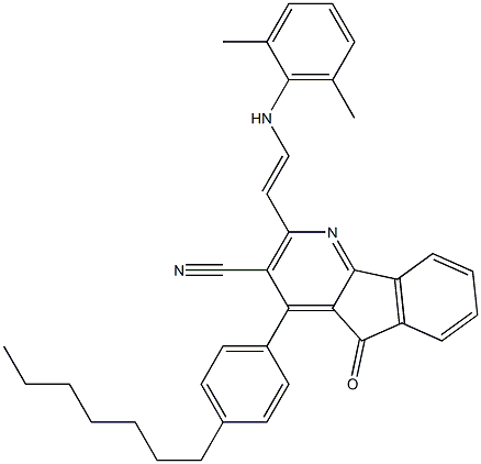 2-[(E)-2-(2,6-dimethylanilino)ethenyl]-4-(4-heptylphenyl)-5-oxo-5H-indeno[1,2-b]pyridine-3-carbonitrile,,结构式