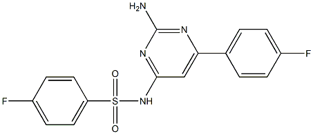 N1-[2-amino-6-(4-fluorophenyl)pyrimidin-4-yl]-4-fluorobenzene-1-sulfonamide Struktur